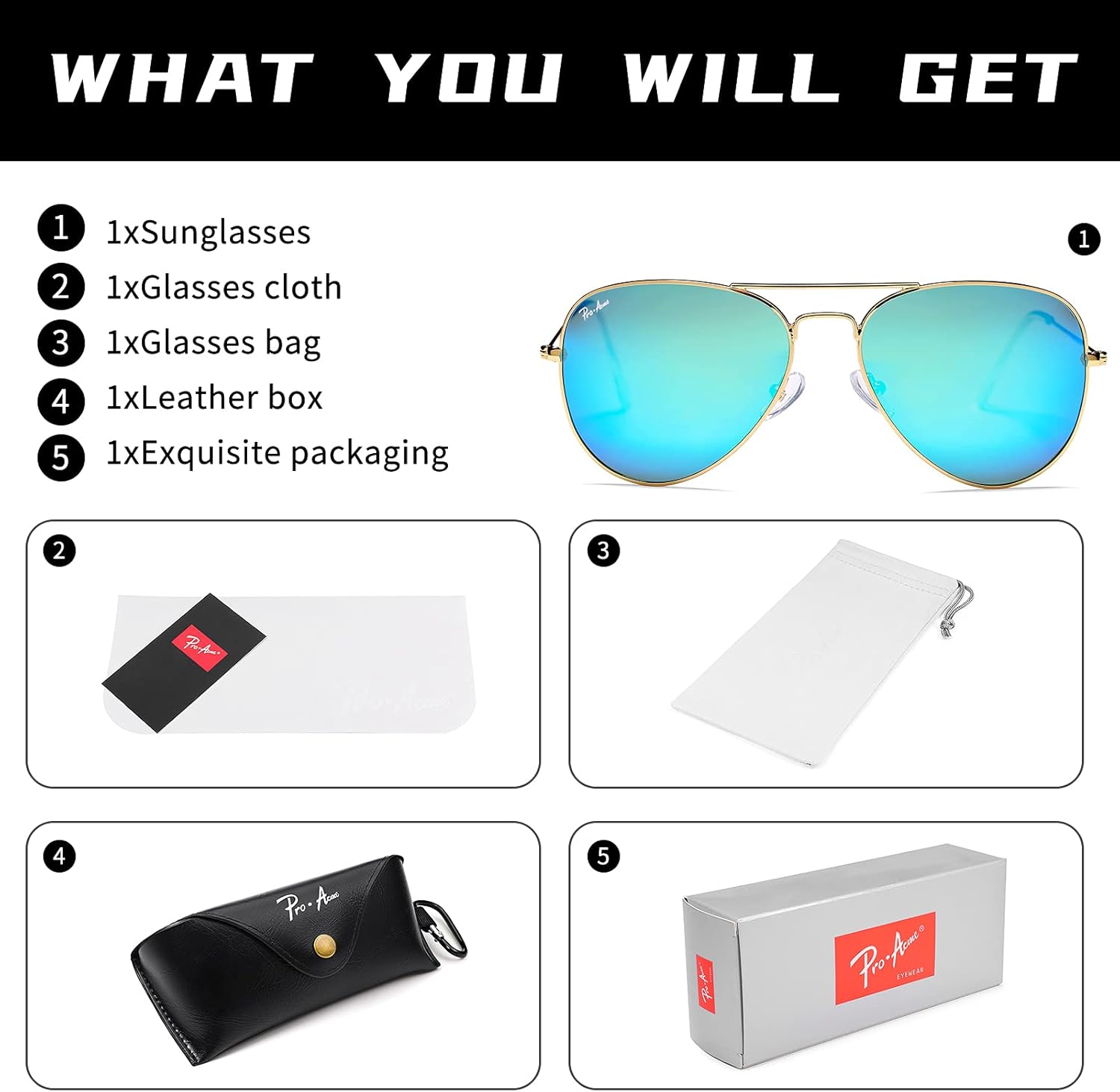 Pro Acme Classic Polarized Aviator Sunglasses for Women Men, Lightweight Metal Pilot Frame UV400 Protection 58MM - Image 6