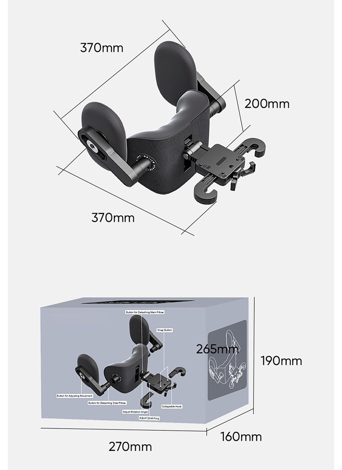Almohada multifuncional para reposacabezas de coche, soporte lateral para descompresión de cabeza y cuello, comodidad para asiento de coche