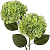 Briful Hydrangea Artificial Flowers Real Touch Hydrangea Flowers 24.8" Tall Fake Flowers Hydrangea Plants with Long Stem Green Artificial Flowers Outdoor, Garden Wedding, Home Decor