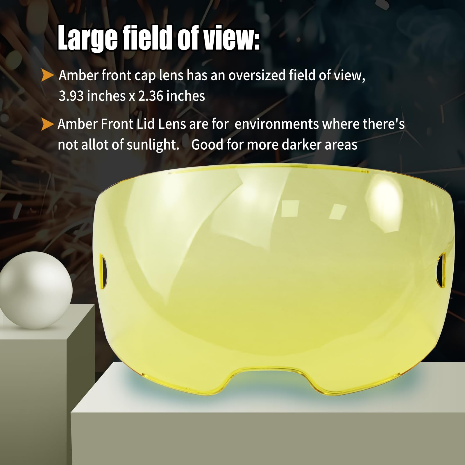 Paquete de 10 lentes de cubierta ámbar 0700000803 para casco de soldadura Sentinel A50 | Paquete de 10 lentes de cubierta frontal ámbar 0700000803 para casco de soldadura Sentinel A50, 10 x 6 cm