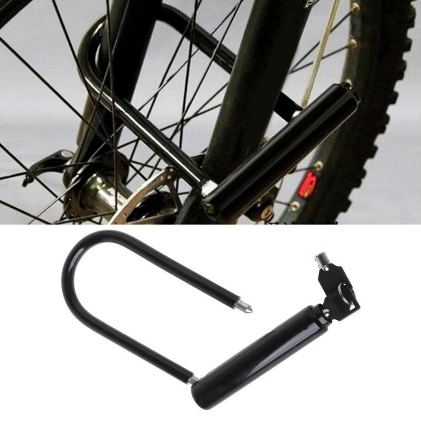 Lucchetto a U per Bicicletta, Robusto, antifurto, in Acciaio, con Chiavi e Staffa di Montaggio per monopattini elettrici, Mountain Bike, Bici da Strada, Porte, Serrature.