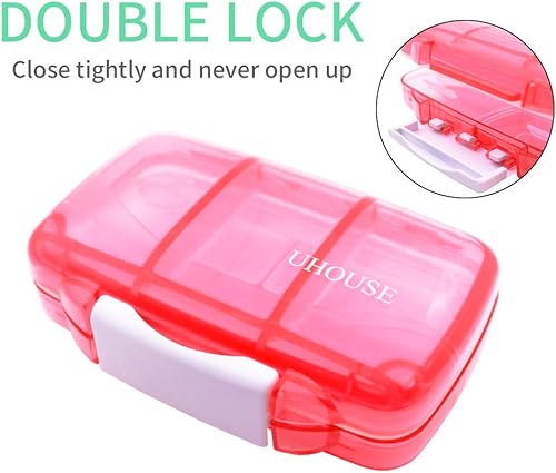 Miniatura 4 de Organizador semanal de pastillas de viaje a prueba de humedad, estuche hermético de gran tamaño con 7 compartimentos, dispensador de píldoras grande