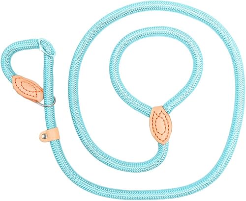 Correa para perro con correa deslizante y gancho a presión, ajustable, resistente de 25 pulgadas x 6 pies, cuerda trenzada duradera sin tirones para