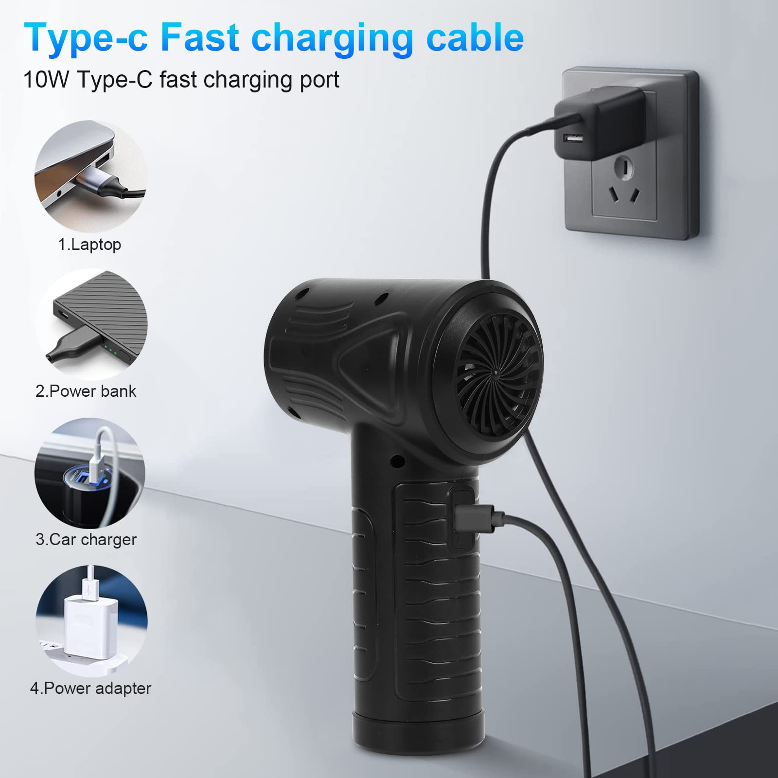Elektrische Staubgebläse Druckluftspray für PC Reinigungsset, 110000rpm Staubgebläse Druckluft, 3-Gang Air Duster Luftdruckspray, Reinigung für Elektronik, Laptop, Tastatur, Sofa, Auto, Bürogeräte