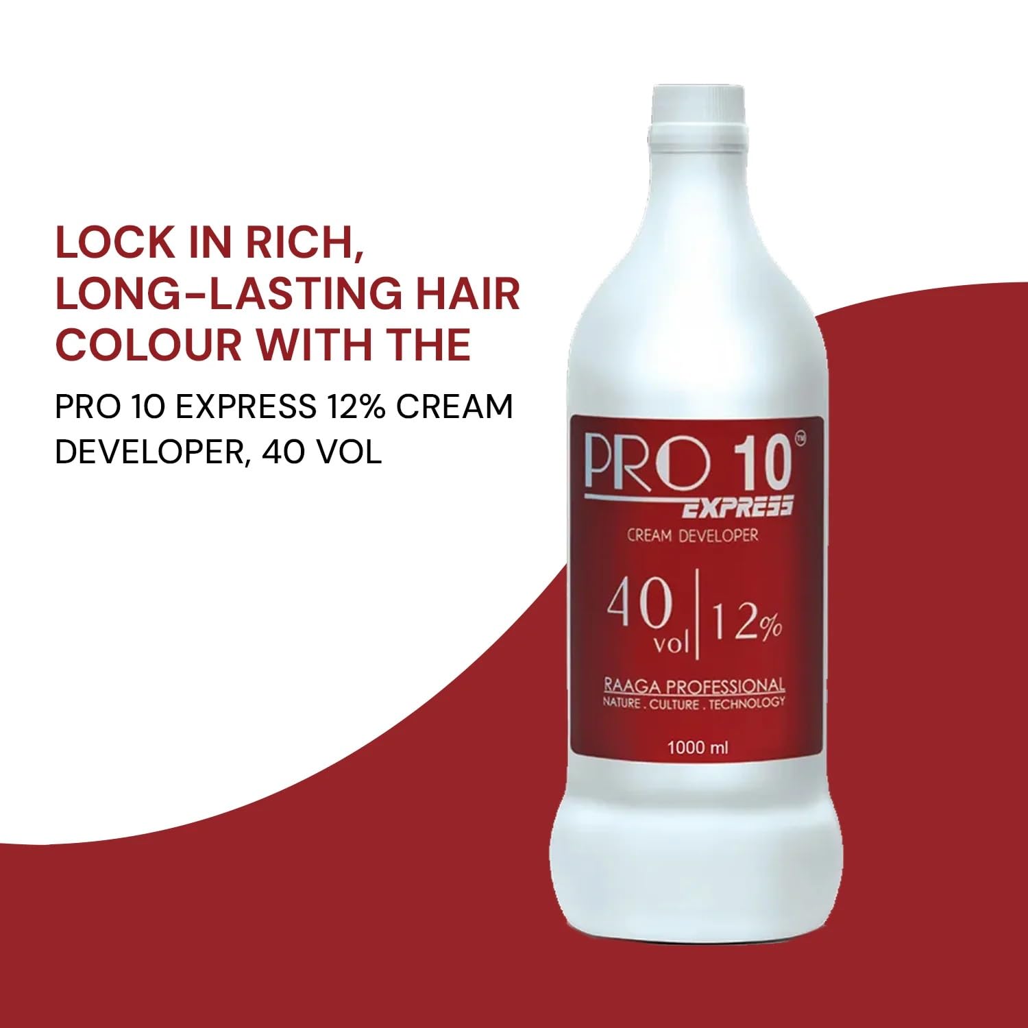 Raaga Professional Pro 10 Express 12% Cream Developer, 40 Vol, 1000 ml 1