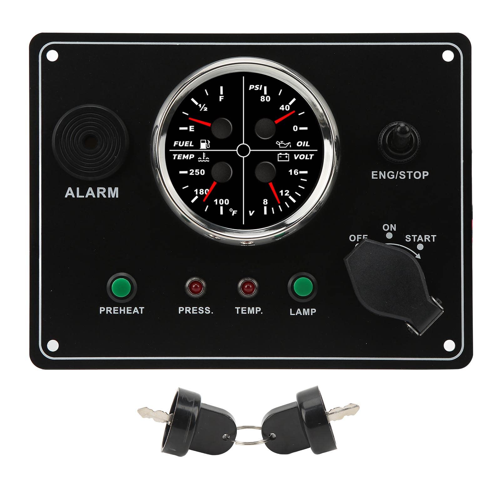 Kombiinstrument Messgerät, 4-in-1-Zeigeranzeige mit Öldruck Ölstand Wassertemperatur und Spannung, Dashboard-Anzeige und Rundinstrument für Fahrzeug Armaturenbrett
