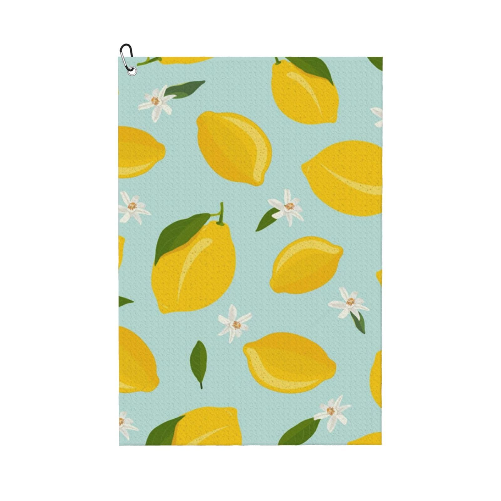 Hnnkloy Lemon Fruits Flower Leaves, 16x24 in Portable Waffle Golf Towels with Carabiner Clip for Golf Bag
