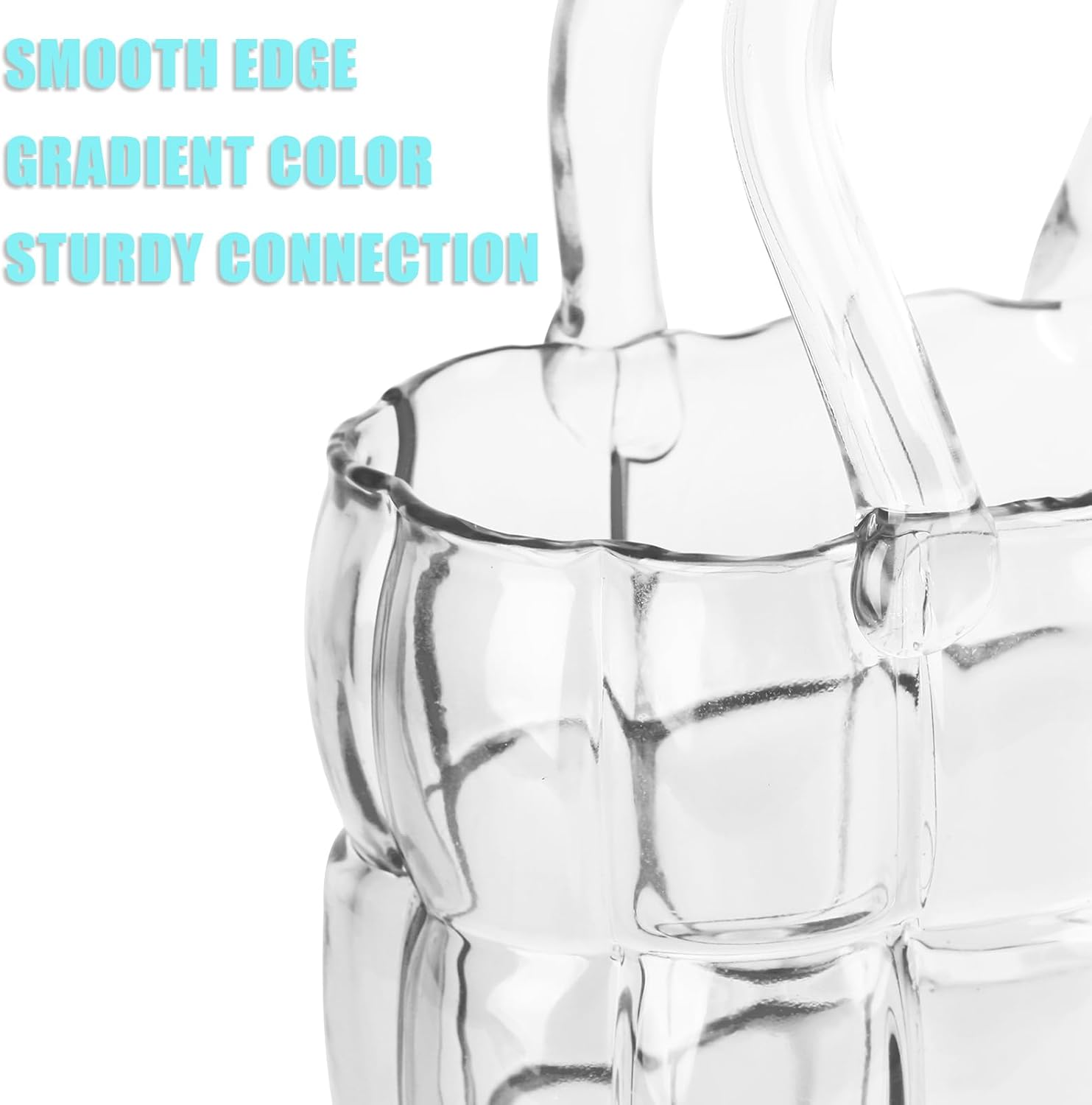 Unique Purse Vase for Flowers,11'' Handmade Thicken Bubbled Glass Bag Vases with Gradient Color for Home Decors .Great Clear Purse Flower Vase for Centerpiece,Floral Arrangement,Wedding Decors.
