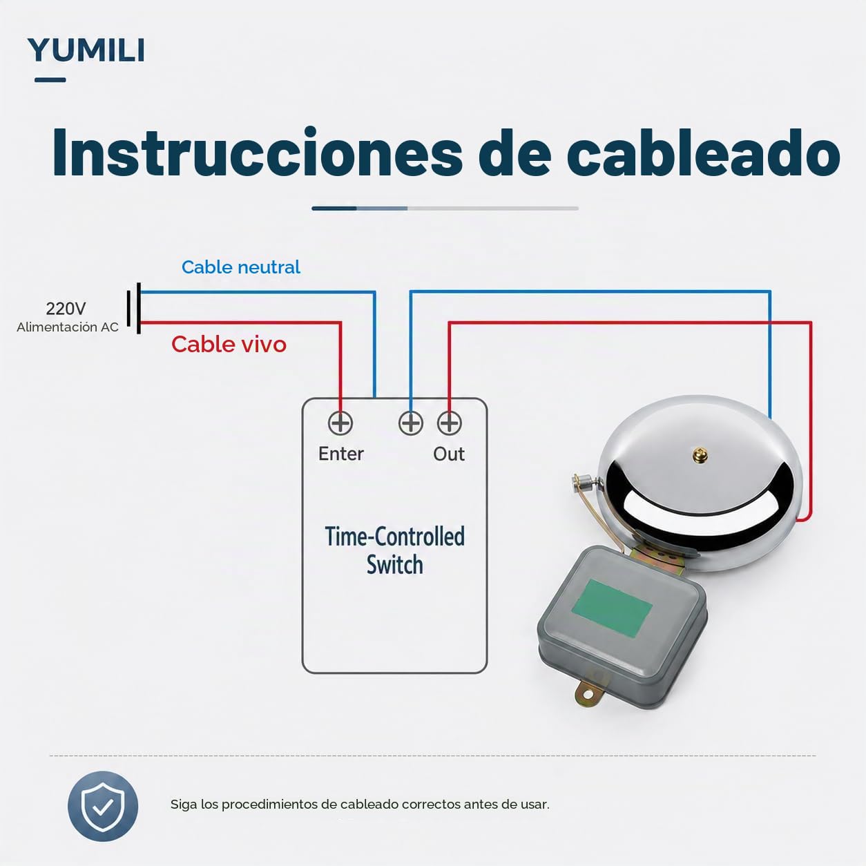 Timbre Escolar de Acero Inoxidable, Timbre Escolar Eléctrico, Timbres Potentes, Antichispas Campana Con Anillo de Tiempo Chispas Tipo Timbrede Externo Para Fábricas Escolares, 150 mm CA 220V