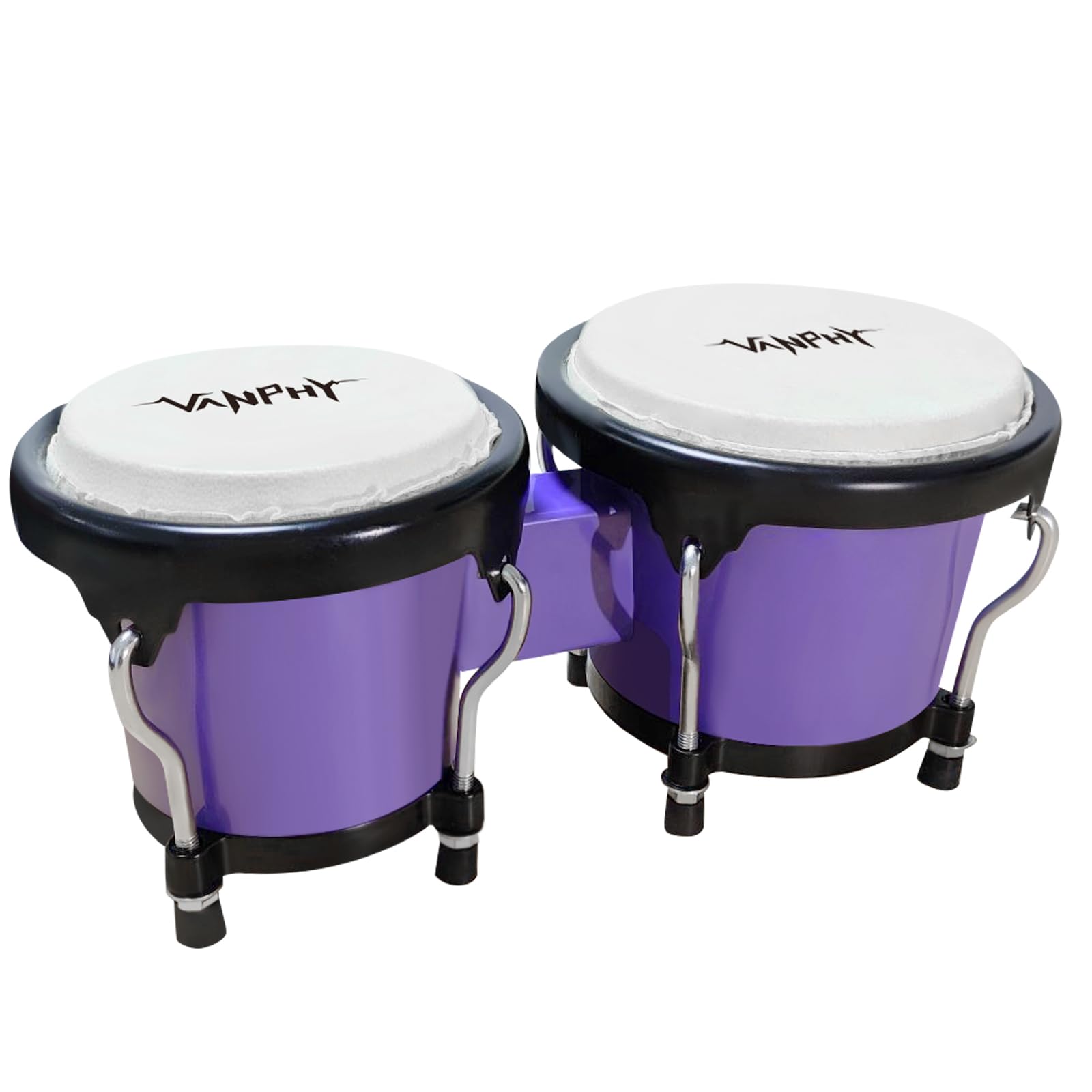 Wood Bongos Drum Set for Beginners, Adults & Professionals - Blue Natural Animal Hide Bongo Drums 4" & 5" Tunable Percussion with Tuning Wrench