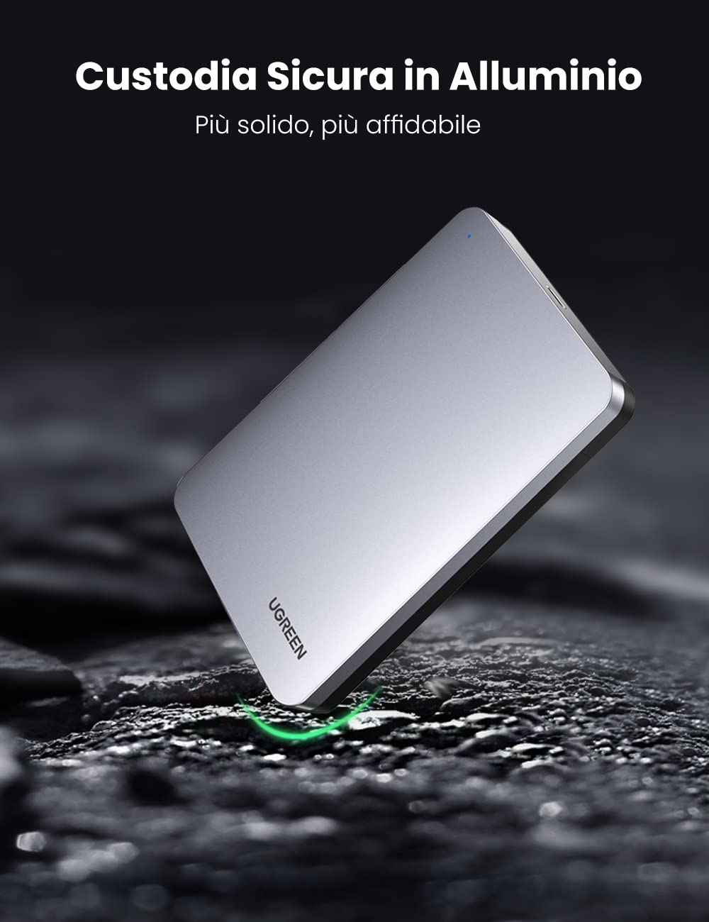 UGREEN Case Esterno per Disco Rigido 2.5" USB C 3.1 Gen 2 UASP 6Gbps Case Hard Disk Esterno per 7mm e 9.5mm SATA I II III HDD SSD 2.5" da 6TB Compatibile with WD Toshiba Seagate Hitachi, PS4, Xbox