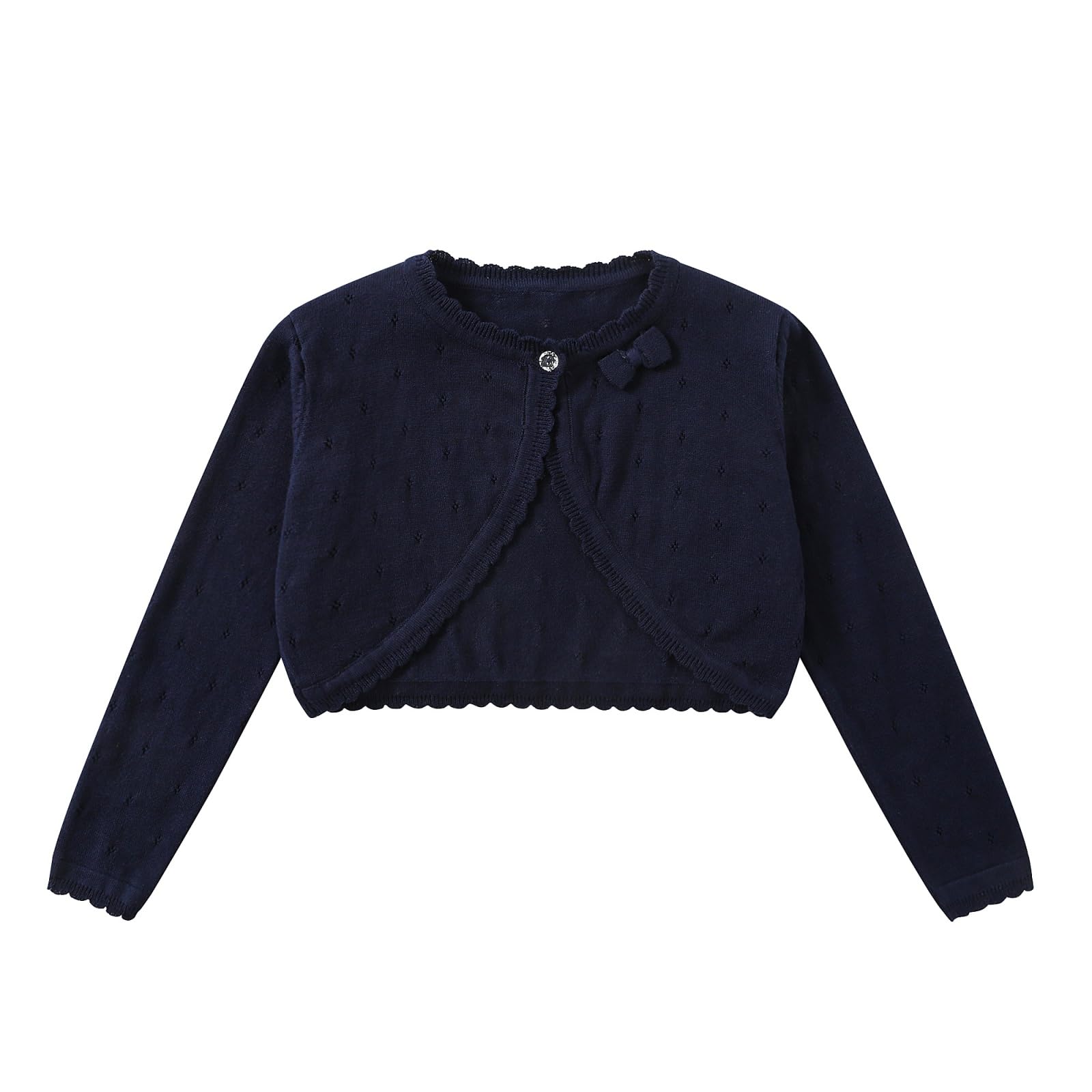 Yealoo Bolero Cardigan para Niña,Chaqueta de Punto Manga Larga, Chaqueta de Hombro, Algodón con Lazo