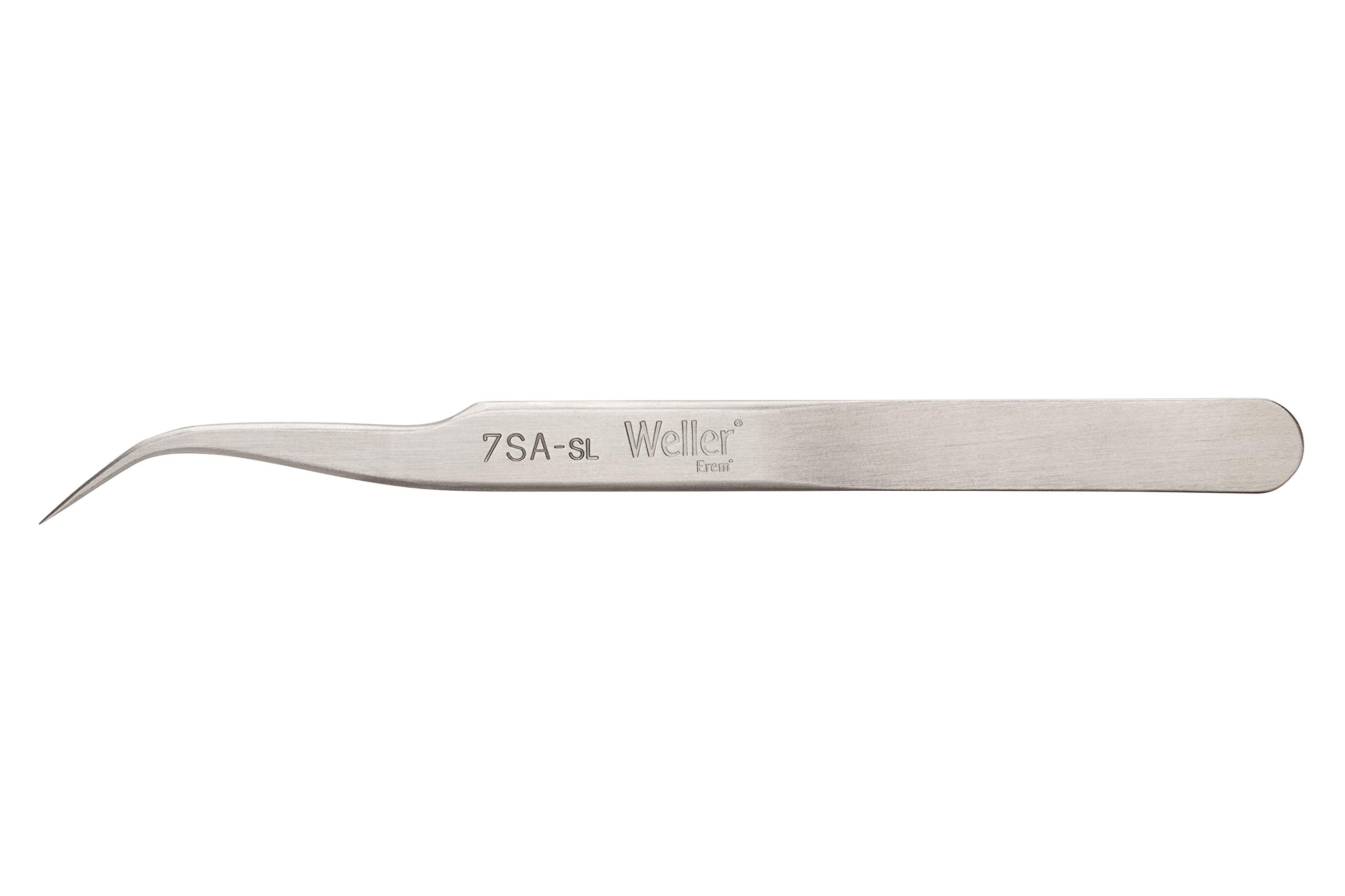 Weller Erem 7SA Pinzas de Precisión, Curvadas, Aligeradas, con Extremos Puntiagudos, Excelentes Propiedades de Manejo En Espacios Reducidos.