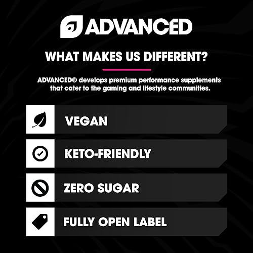 Miniatura 5 de Advanced Fórmula energética con electrolitos para hidratación, L-teanina para combatir el nerviosismo, sin azúcar y apta para dieta cetogénica, sin