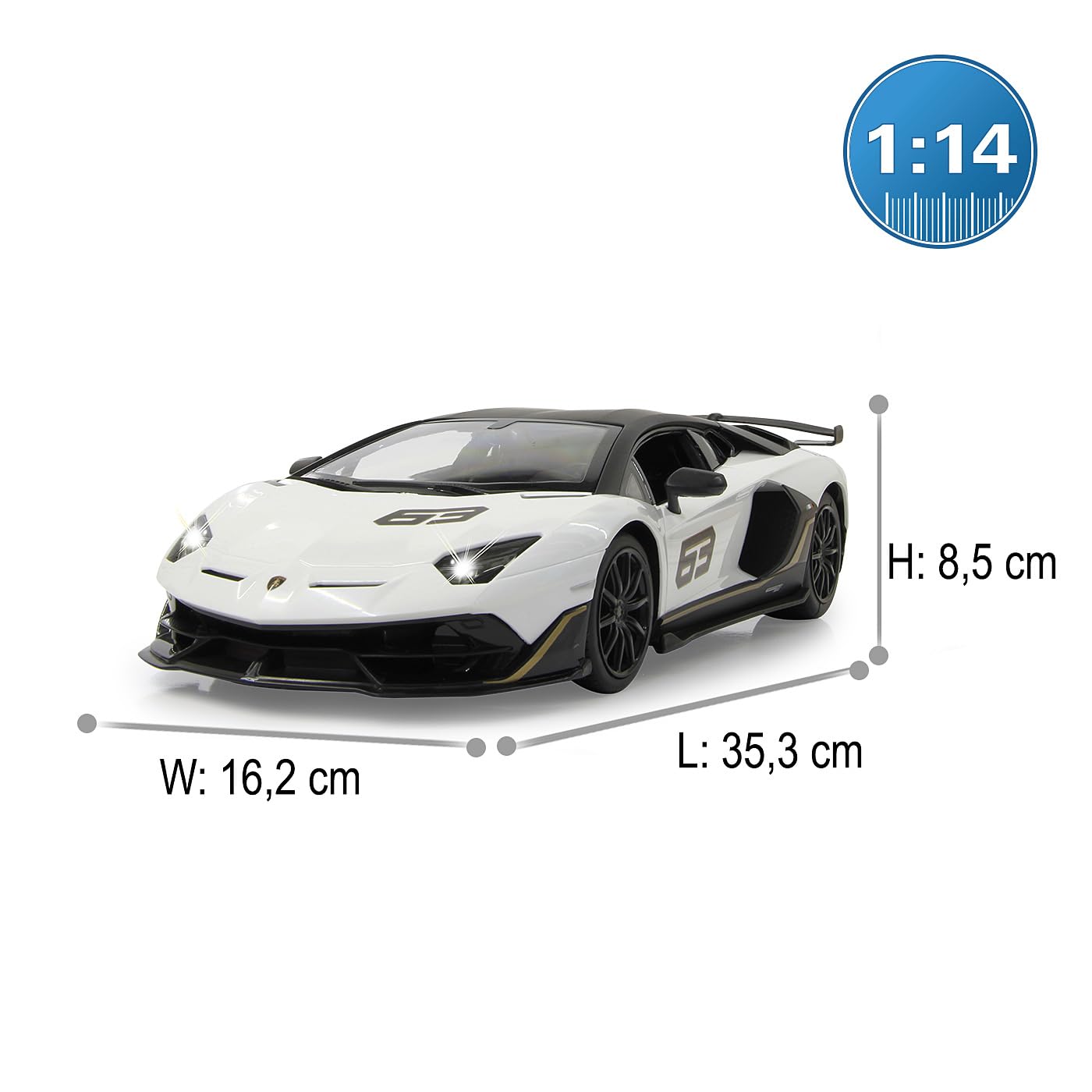 JAMARA Lamborghini Aventador SVJ 405171 1:14 2,4 GHz – Licencia Oficial, hasta 1 Hora de Tiempo de conducción a Unos 11 km/h, Detalles Perfectamente reproducidos, Acabado de Alta Calidad, Color JAMARA Lamborghini Aventador SVJ 405171 1:14 2,4 GHz – Licencia Oficial, hasta 1 Hora de Tiempo de conducción a Unos 11 km/h, Detalles Perfectamente reproducidos, Acabado de Alta Calidad, Color