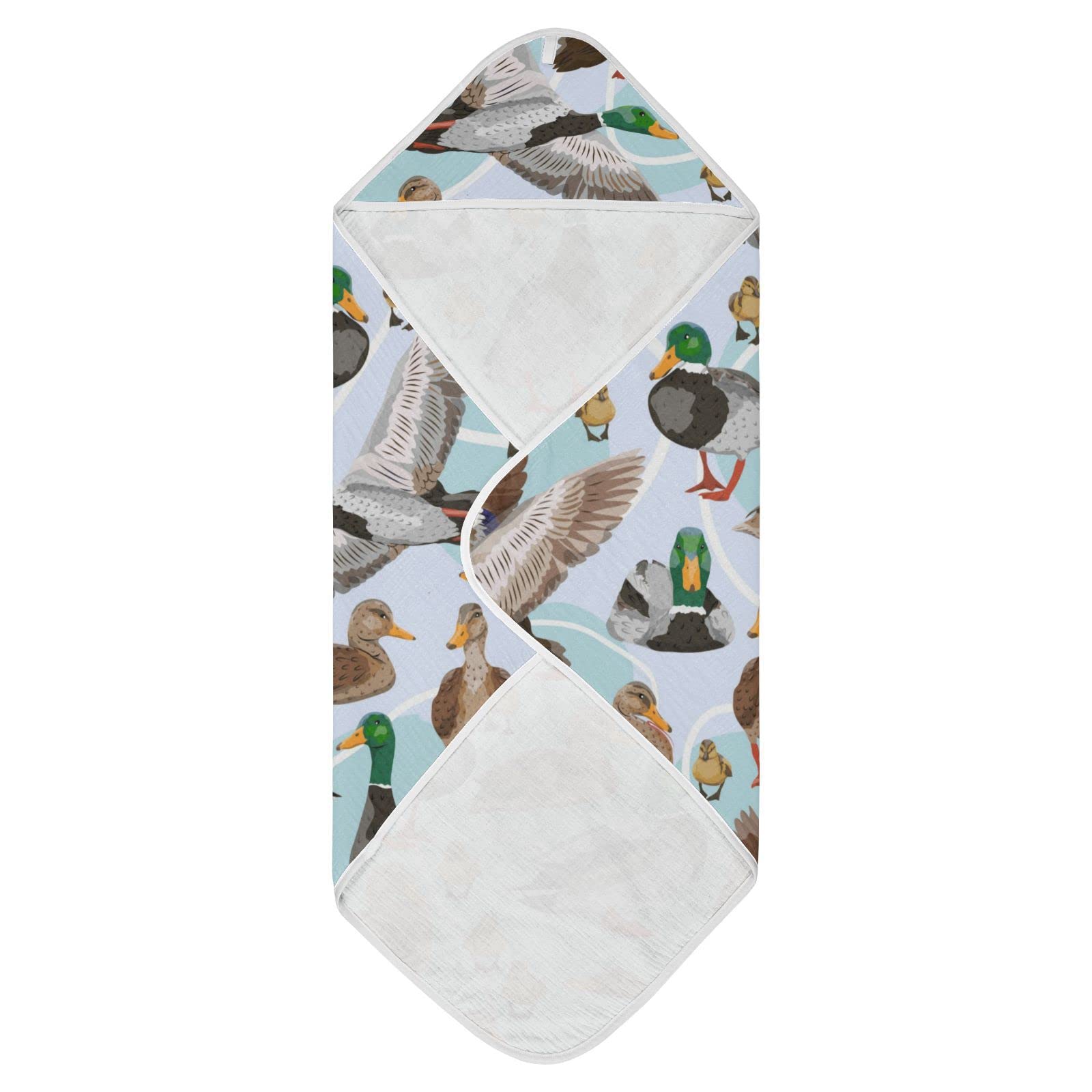 Pigsaly Cute Mallard Ducks Hooded Baby Towel Farmhouse Animals Baby Bath Towel Unisex Toddlers Hooded Towels Cotton Boy Washcloths Girl Shower Towel for Infant Newborn 30 x 30 in