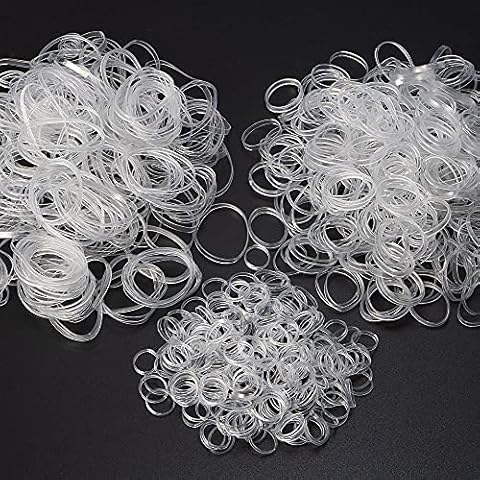 Minihope Mini Rubber Bands Soft Elastic Bands Clear Polyband Elastics 1000 Count for Women Kids Braids Hair Clear - Fine Hair Pain-Free Cover
