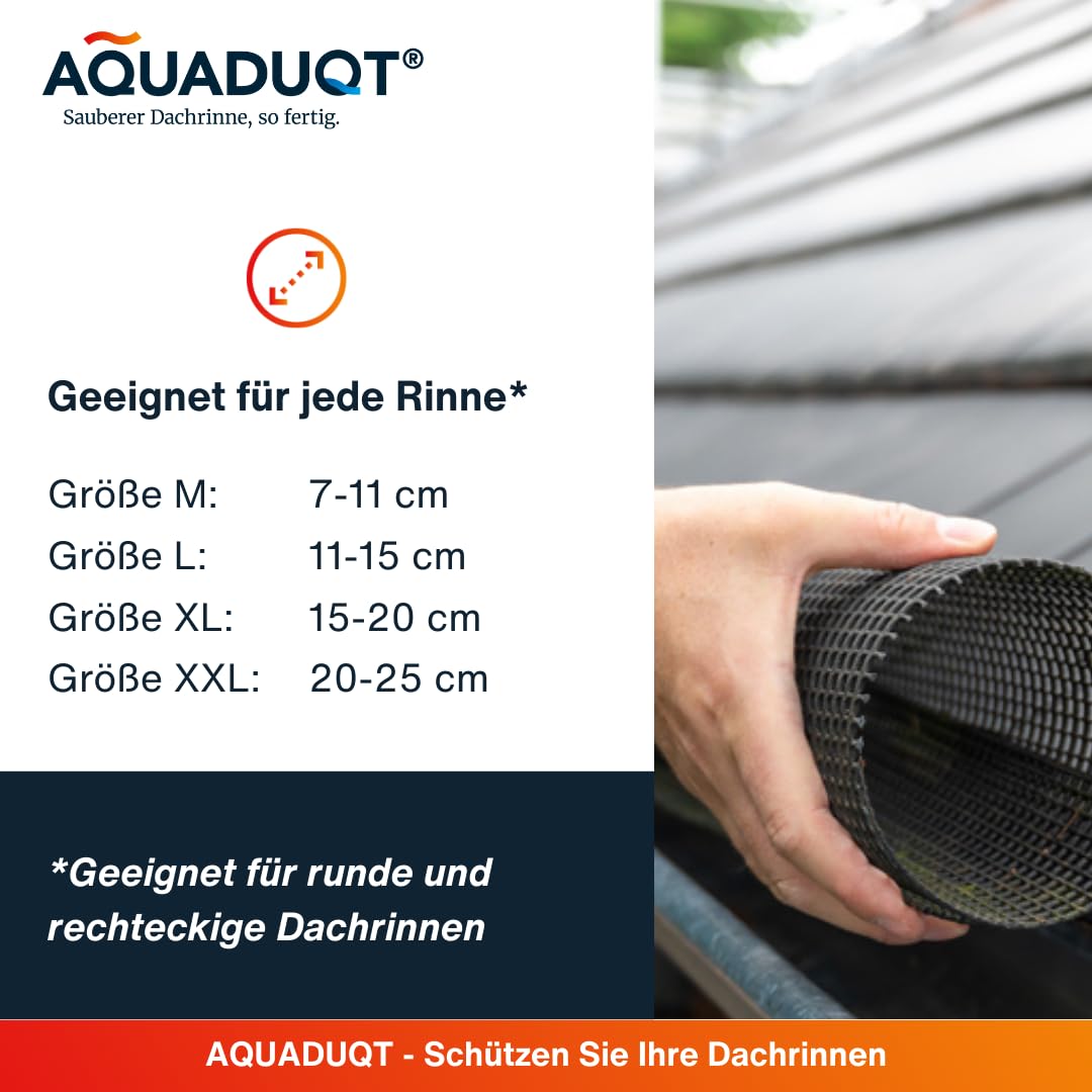 Dachrinnen Laubschutz - Laubschutzgitter für Regenrinne - Dachrinnenabdeckung mit 5 Einheiten à 100 cm (5 Meter) - Größe XL (15-20cm Durchmesser) - UV-beständiges Dachrinnengitter