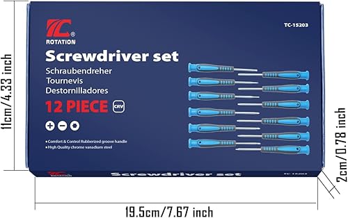Miniatura 7 de ROTATION Juego de destornilladores de precisión de 12 piezas, Phillips, ranurado, Torx Star, kit de herramientas de reparación de destornilladores