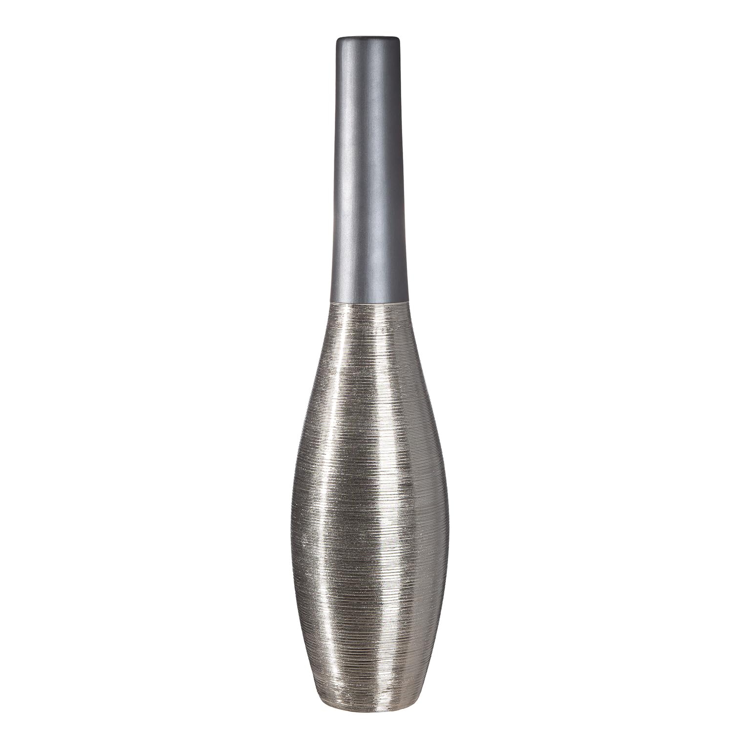 GILDE Jarrón Decorativo Grande XL Gris Plata de cerámica – Jarrón Moderno Grande Altura 73 cm diámetro 17 cm – Jarrón de Suelo para Hierba de Las Pampas Grande Regalo para Mujeres Día de la Madre