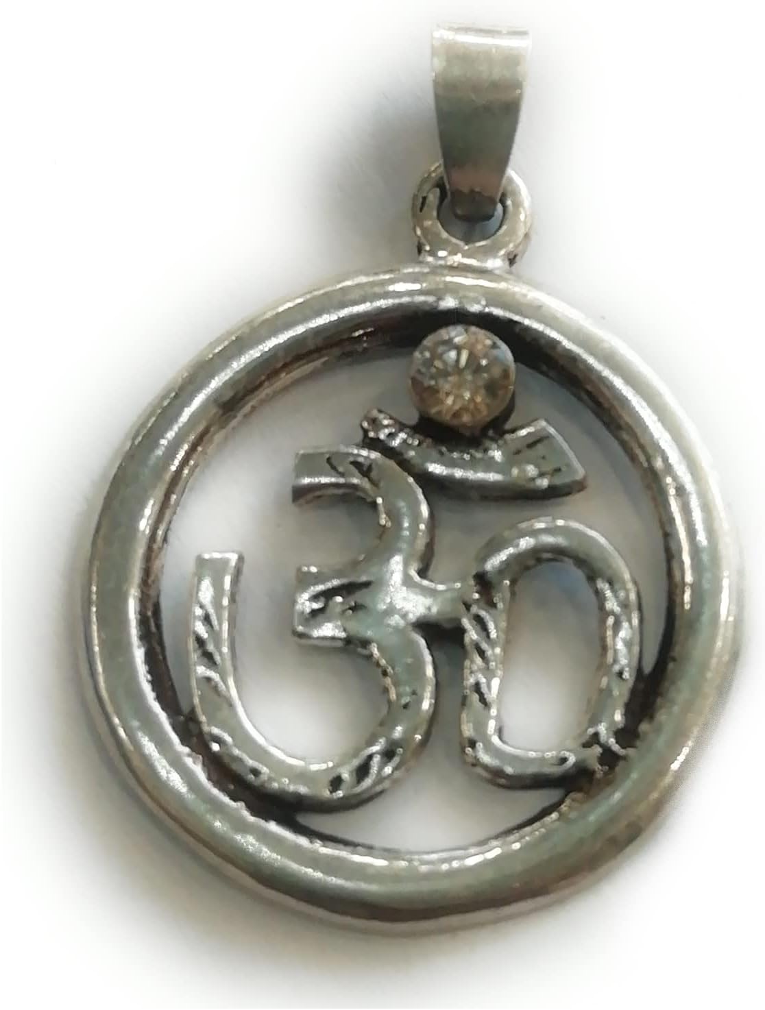 shree jewellersShree Jewellers Pure Silver Oxidised Om Pendant for Men, Women, Boys and Girls