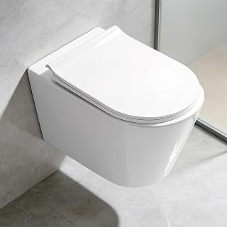 Hänge WC Spülrandlos – Wand WC Toilette ohne Spülkasten, leise unter 50dB, 400kg Tragfähigkeit, Moderne Kloschüssel für Badezimmer, Einfache Reinigung