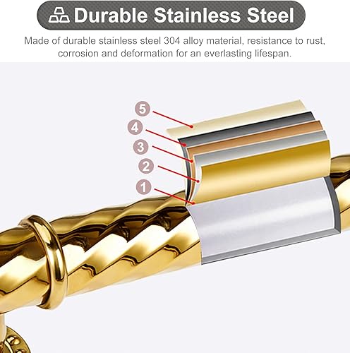 Miniatura 4 de Tirador de puerta de estilo europeo, pomo de puerta dorado interiorexterior, empuñadura para puertas comerciales, 608047.2 in (tamaño 31.5 in32