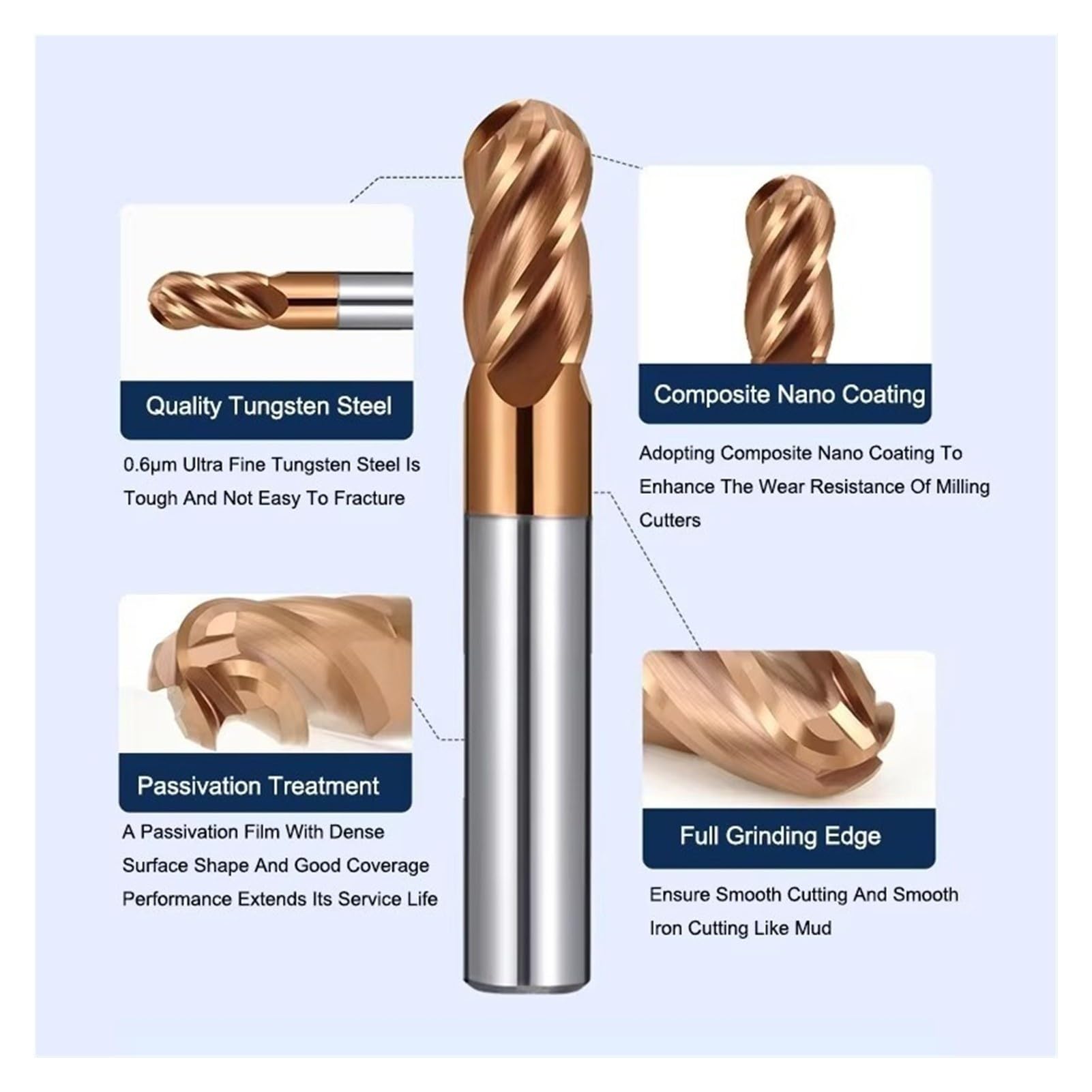 Fresa de extremo acero HRC50/55/70