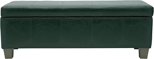 Miniatura 19 de Otomana de almacenamiento de 41 pulgadas, banco de almacenamiento con bisagra de seguridad, banco otomano tapizado de piel sintética para Negro