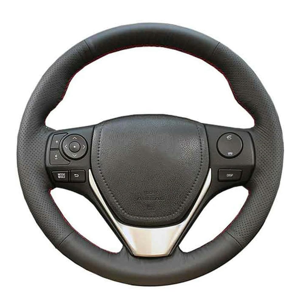 KAYJAE Steering Wheel Cover Hand Sewing,For Toyota E'Z RAV4 2013-2019 Corolla 2013-2017 Corolla iM (US) 2017-2018 Auris 2013-2016 Black Artificial Leather Breathable Anti-slip Protector