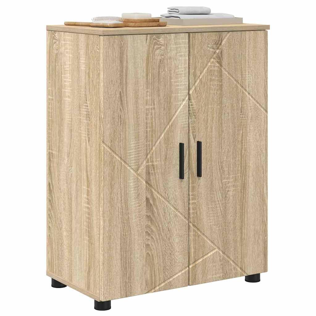 Mobile Da Bagno Con Ante Rovere Sonoma 60x35x80 Cm | Legno Multistrato E Metallo, 2 Porte, Design Moderno, Assemblaggio Richiesto