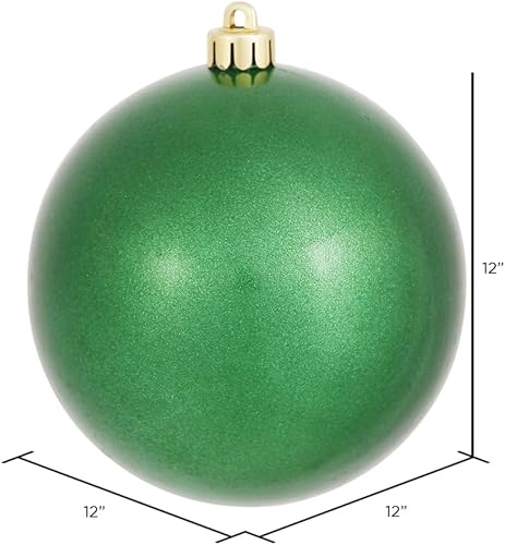 Vista 23 de Vickerman Adorno de bola de caramelo rojo de 12 pulgadas, inastillable y resistente a los rayos UV, confiable y listo para colgar, adornos rojos