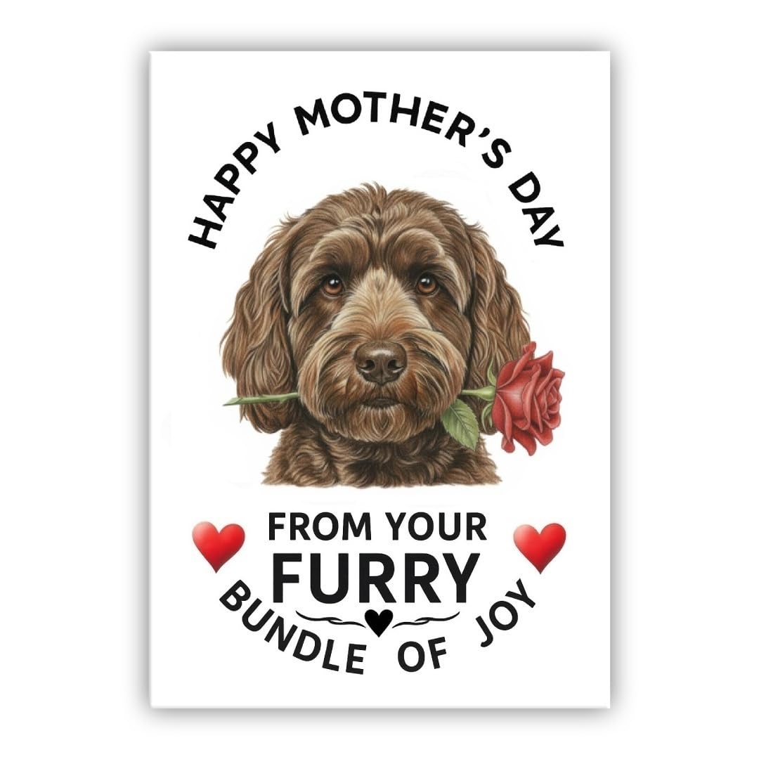 Mother’s Day Dog Card – Pet Mothers Day Greeting Card from the Dog - “Happy Mother’s Day” - Many Breeds Available (• Cavapoo brown– Cavoodle) — image 1