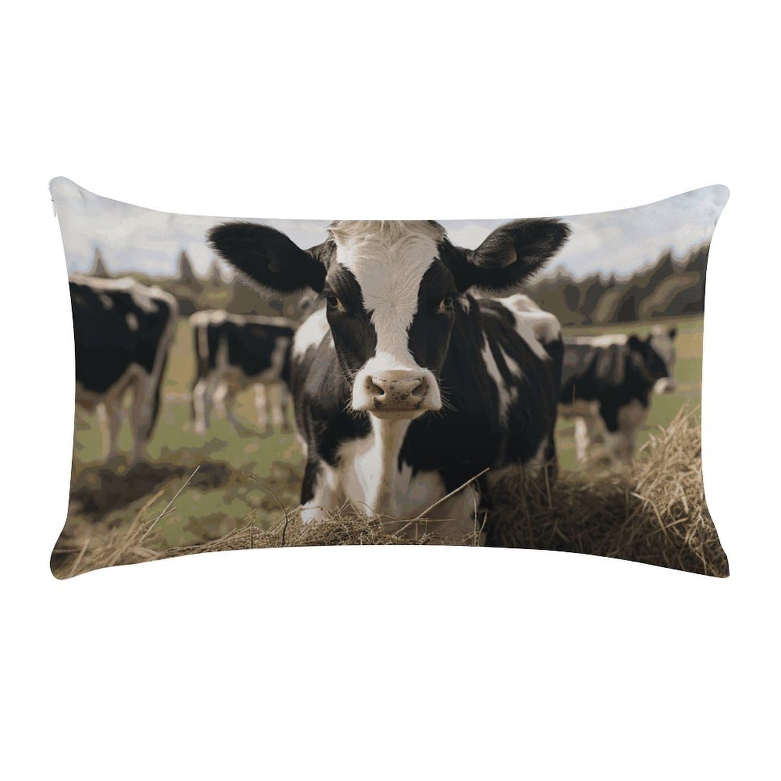 Cute Cows Pillow Cases for Sofa, Super Soft Plush Pillow Cover with Zipper, Luxury Cozy Pillow Shams for All Seasons, Lightweight Pillowcases for Bedroom, 12" X 20"