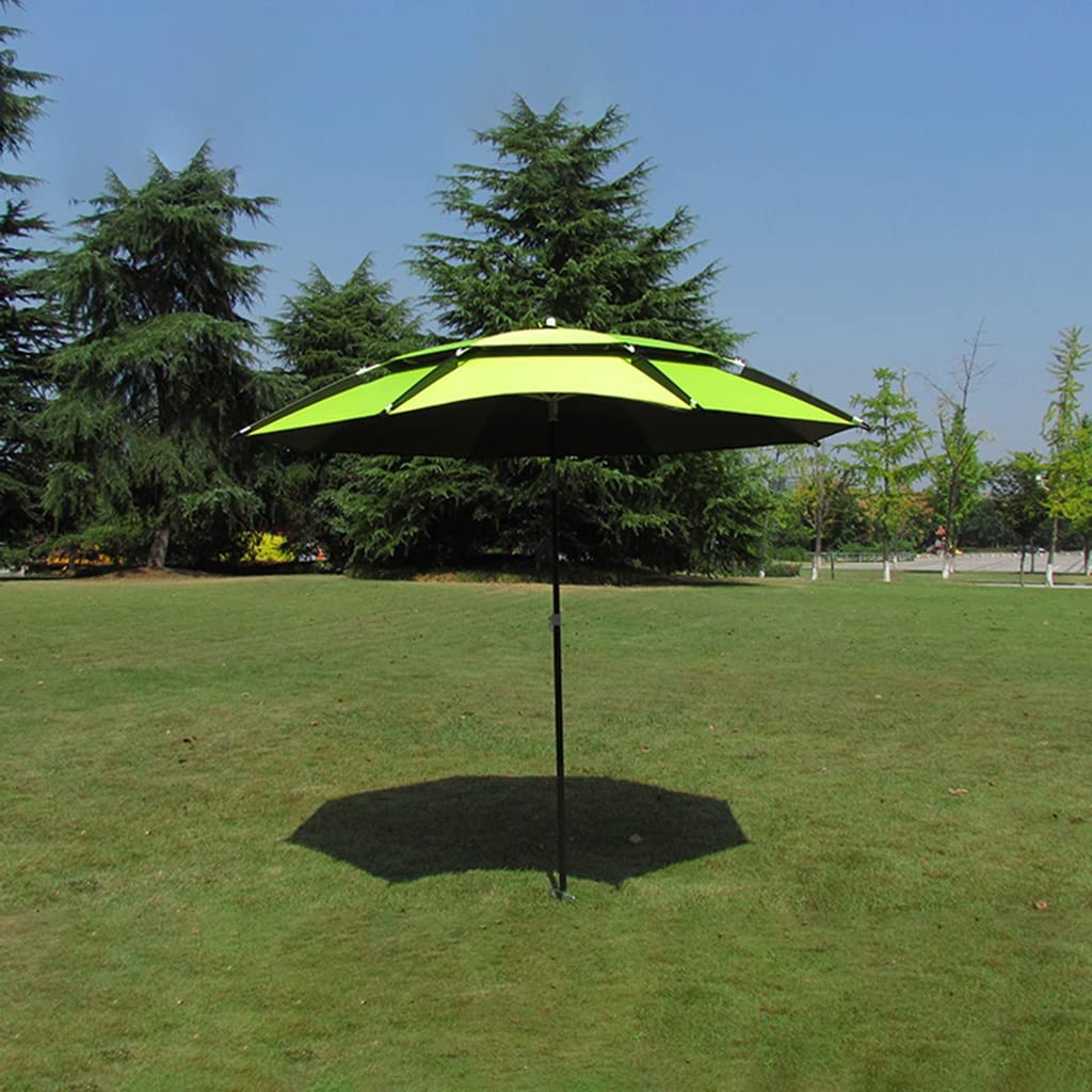 Parasol Ogrodowy Zielony, Parasole Tarasowe Na Zewnątrz, Dwuwarstwowy Parasol Plażowy Z Korbą, Regulacja Pochylenia 360°, Trawniki, Parki, Balkony (Color : A, Size : 2.4m/7.8ft)