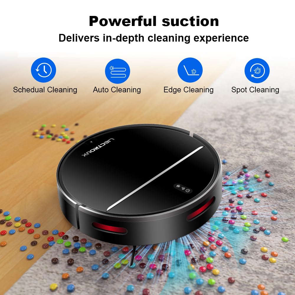 Liectroux M7S Pro 4000Pa robot odkurzający z funkcją wycierania, inteligentny robot odkurzający, inteligentna nawigacja, działa z aplikacją, Alexa i Google Home, czarny