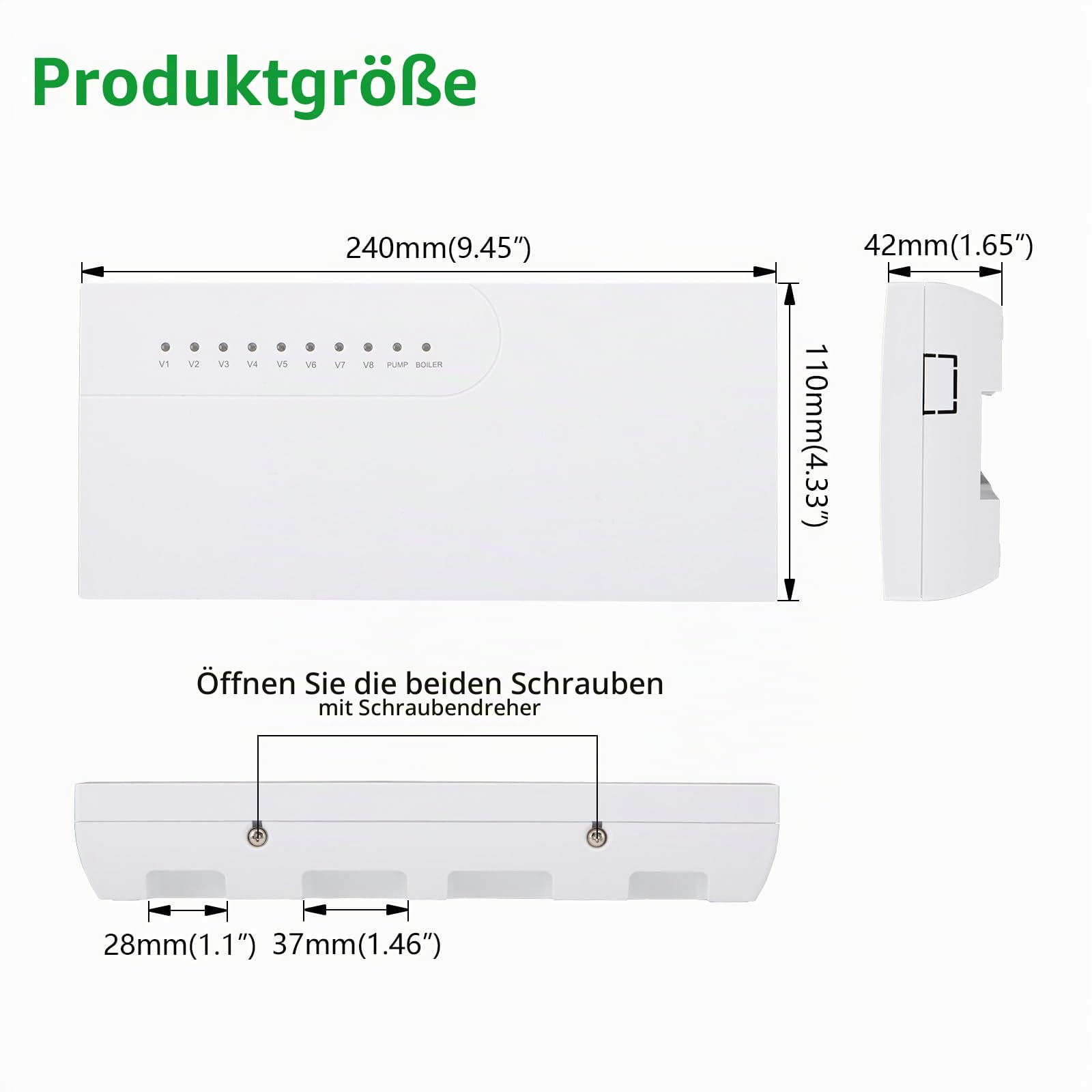Wengart Fußbodenheizung Verdrahtungszentrum für 230V WG525,Thermostat und Stellantriebe, 8 Zonen Heizungskonzentrator, verbundener Gaskocher und Wasserpumpe, weiß