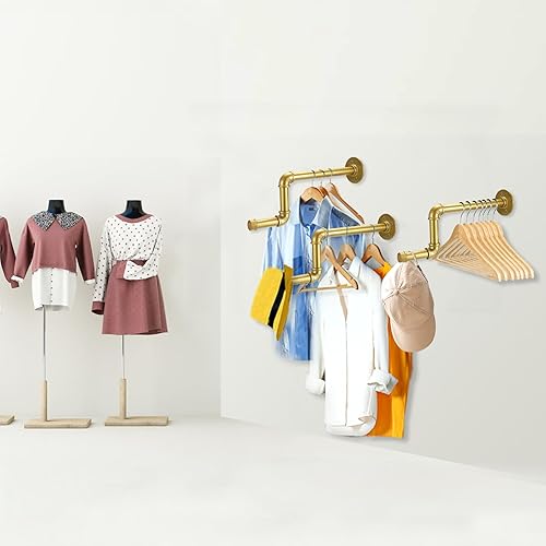 Miniatura 5 de Sumnacon 2 barras de ropa industriales de 15 pulgadas, perchas rústicas de hierro con tornillos, soportes de metal resistentes para armarios de