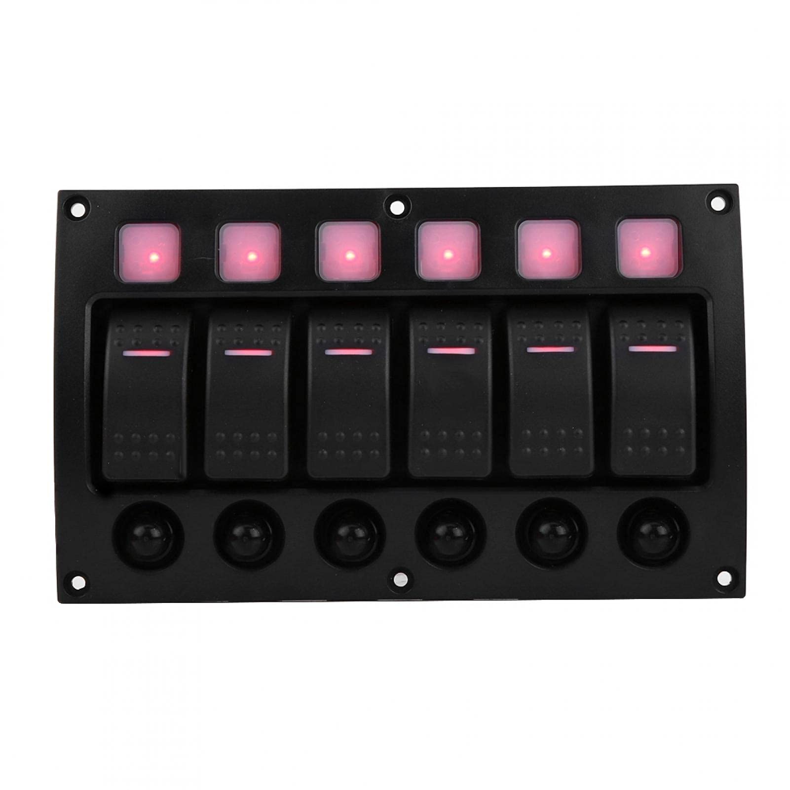 Pannello interruttori a levetta per barca, 6P 12/24V Car Boat RV Yacht Pannello interruttori a levetta on/off con indicatore luminoso a LED Interruttore automatico nero