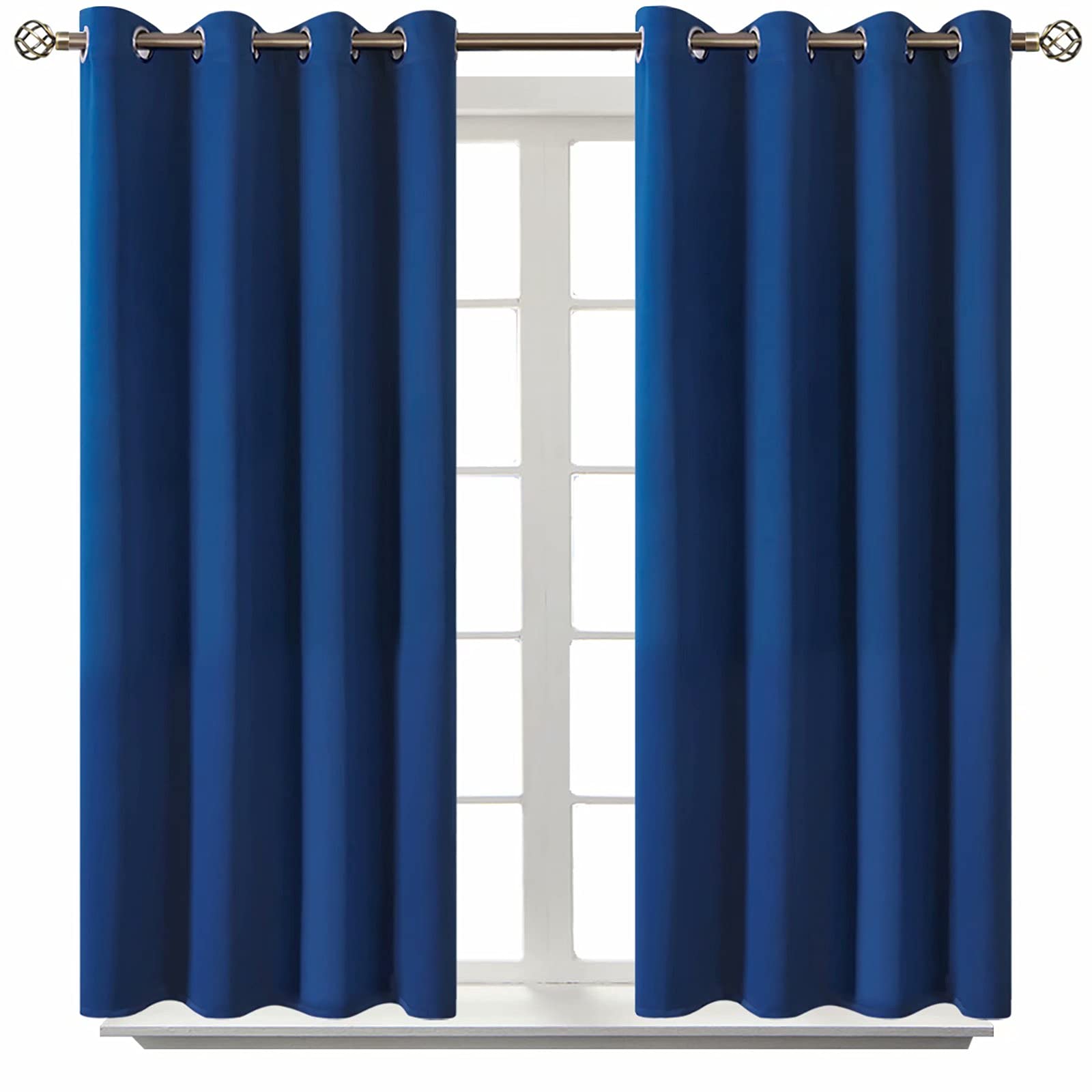 BGment Royal Blue Blackout Curtains for Bedroom 45 Inch Long - 2 Panels