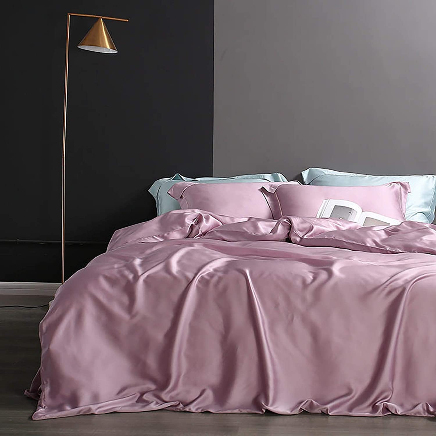 MGEMJMJ Solid Color High Thread Count Sateen Silky Comforter Cover,Egyptian Cotton Duvet Cover,Soft Tencel Quilt Cover Breathable Bedding(Size:200x230cm(79x91inch),Color:Purple)