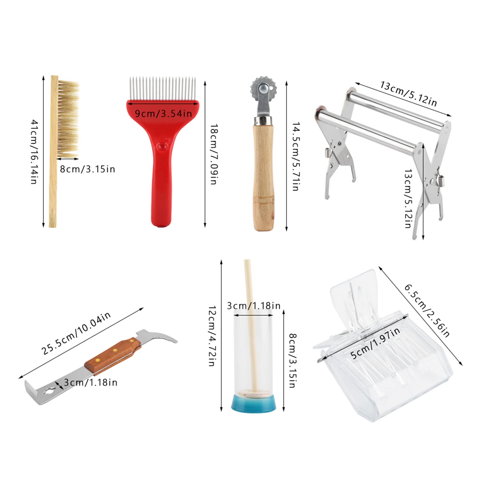 Hyuduo 7Pcs Set di Apicoltore Kit di Attrezzature per L'apicoltura Pennello per Api Forchetta per Disopercolare Strumenti per Apicoltore