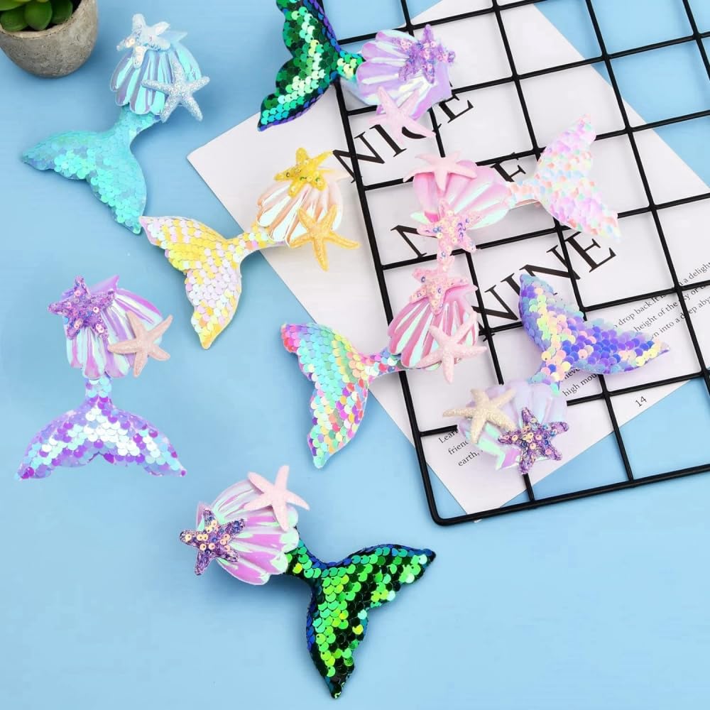 HawZeerLy 6PCS Shiny Mermaid Clips Mermaid Tail Hair Clips Kid's Glitter Bangs Clip Hair Accessories Cute BB Barrettes Hair Accessories for Girls Toddlers Kids Children - Image 2