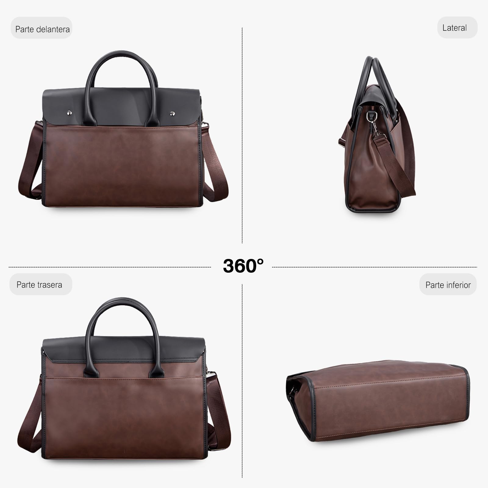 FANDARE Maletín Hombre Cuero PU Cartera Maletín Ejecutivo Bolso Portátil