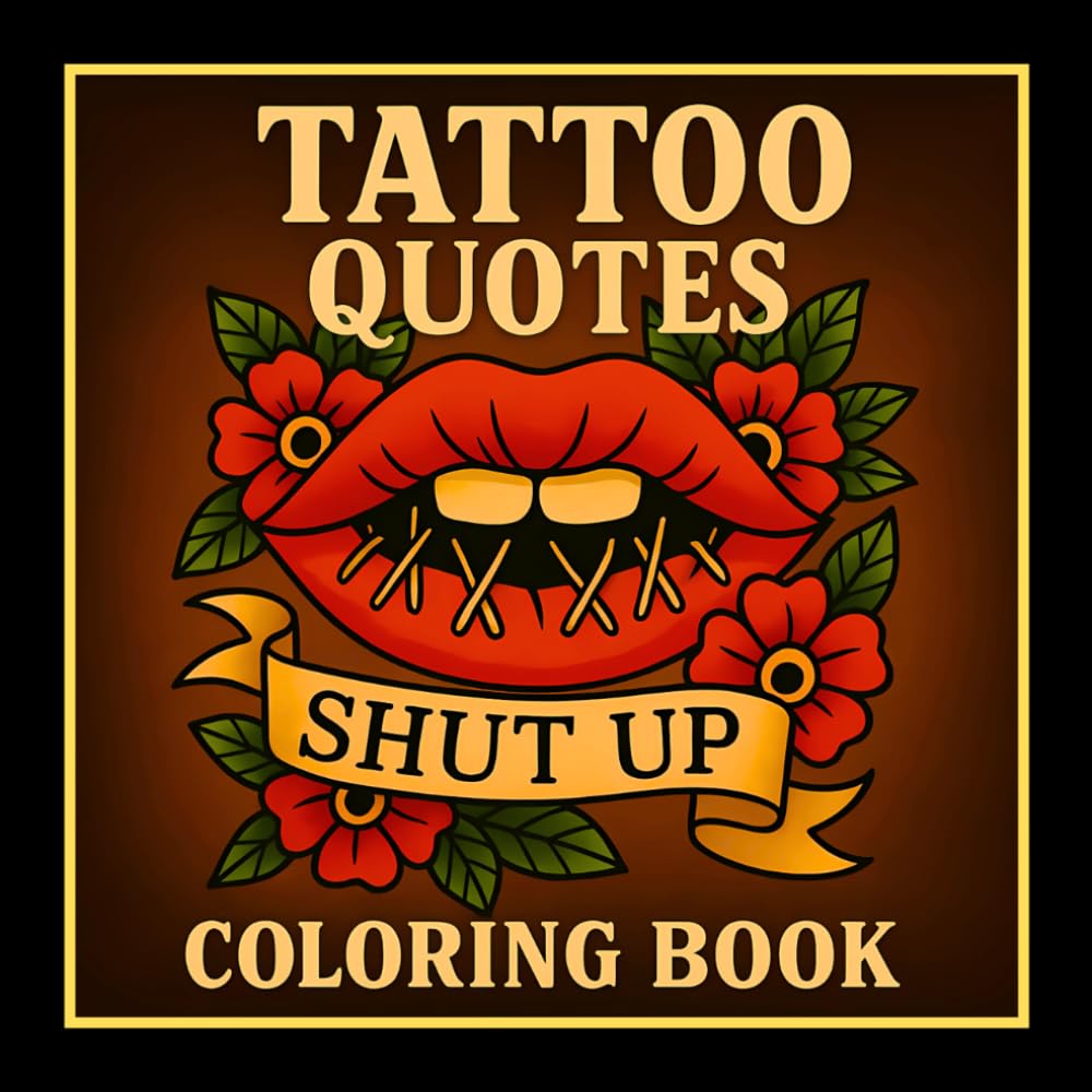 Tattoo Quotes Coloring Book: 50 Bold and Easy Tattoo Flash Designs with Edgy Quotes, Skulls, Flowers, and Traditional Art for Adults and Teens, ... and Stress Relief (Tattoo Coloring Books)