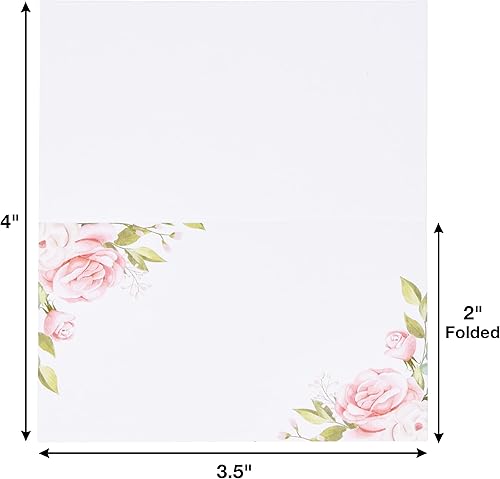 Miniatura 2 de Gift Boutique 100 tarjetas de lugar florales de papel rosa peonía de flores de boda para asientos de boda, tarjetas de presentación de mesa plegadas