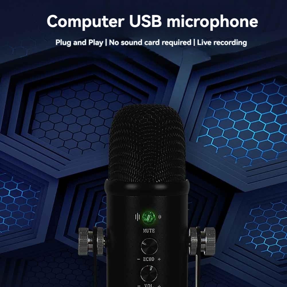 MicróFono USB Profesional Plug Play, MicróFono De Estudio con Soporte para Juegos, Chat En LíNea, Videos, TransmisióN De Voz A