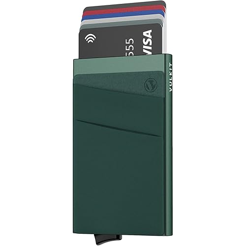 VULKIT Card Holder with Money Pocket Pop Up Wallet RFID Blocking Slim Metal Bank Card Case Holds 5 Cards and Notes