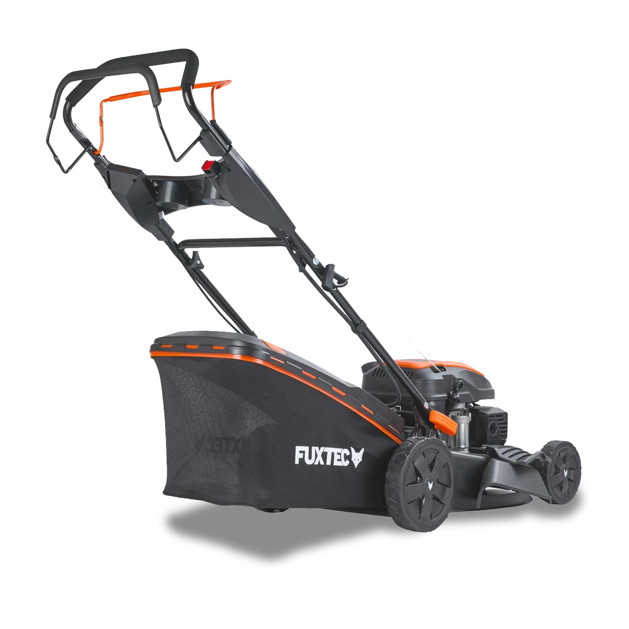 FUXTEC Tagliaerba a scoppio semovente RM5170eS 4in1-4 CV,Tosaerba a benzina 4 tempi trazionato avviamento elettrico,Larghezza di taglio 51cm - cesto raccoglierba 60L,mulching scarico laterale