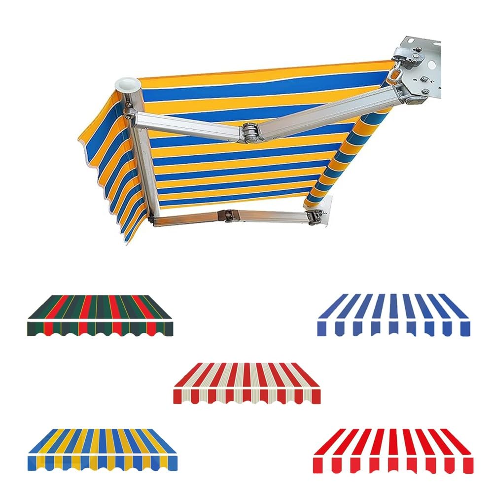 Toile de rechange pour store banne rétractable bleu et jaune 500x350cm